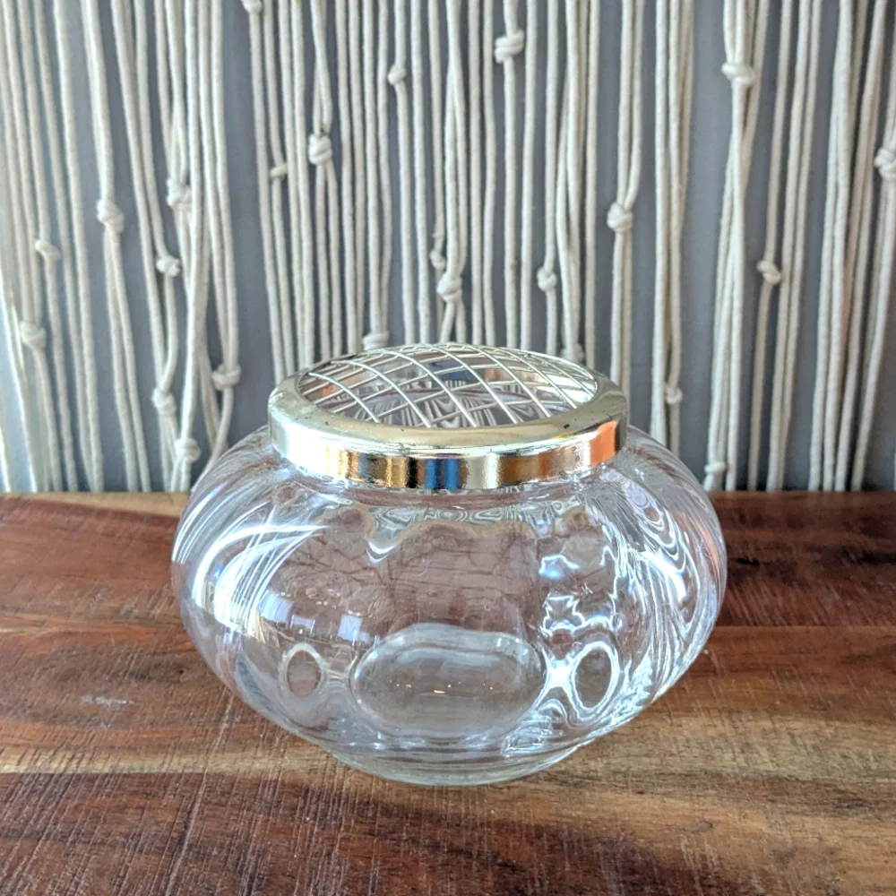Vintage Glass Rose Bud Vase w/ Metal Mesh Lid – Like New